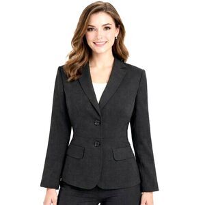 Ann Taylor Peplum Blazer Size 8 Dark Charcoal Gray Like New